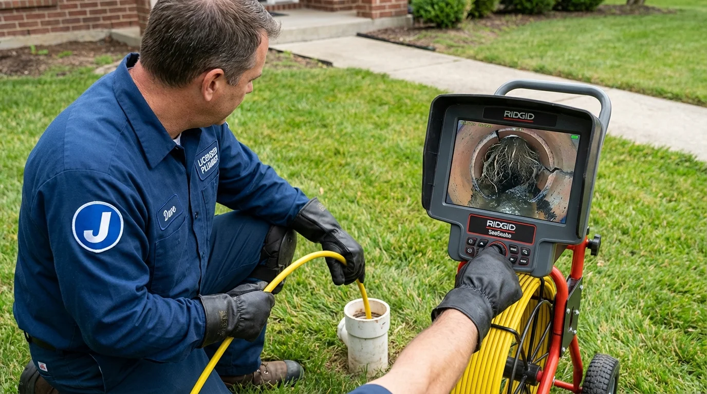 Sewer camera inspection being performed by Johns Plumbing LLC in Windom