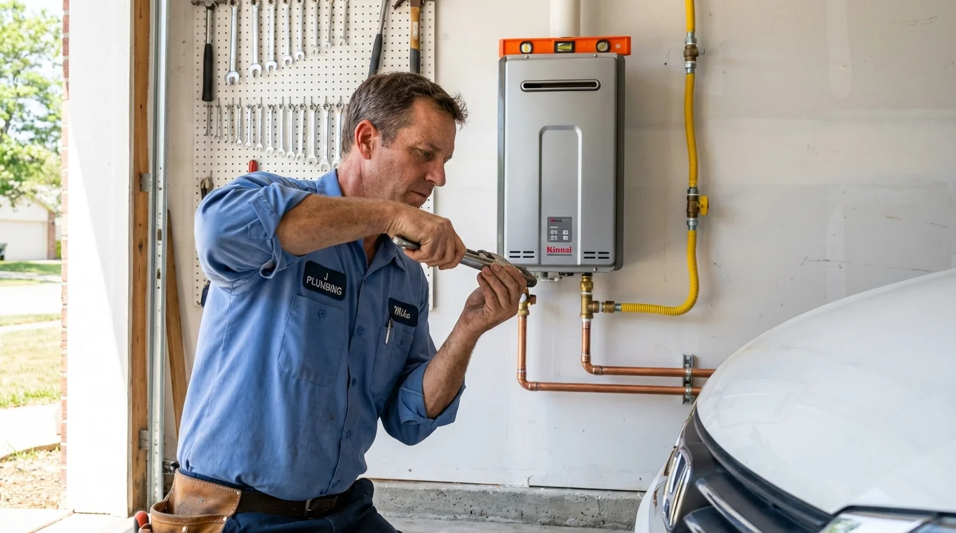 Tankless water heater installation by a Johns Plumbing LLC plumber in Windom